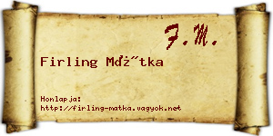 Firling Mátka névjegykártya